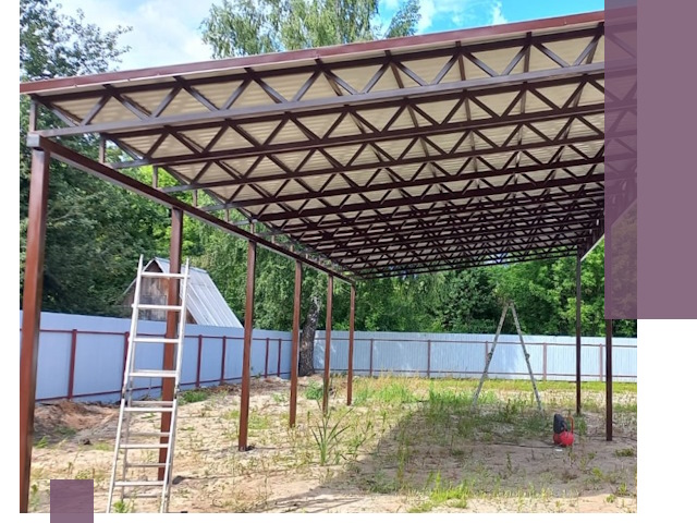 Односкатные навесы под ключ в Костомукше — изготовление и монтаж