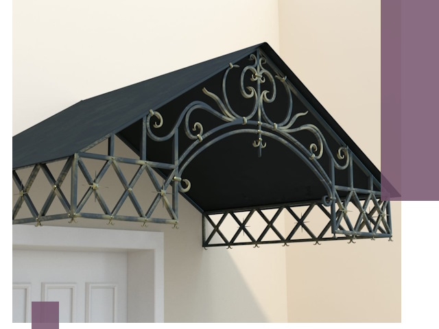 Двускатные металлические козырьки под ключ в Костомукше